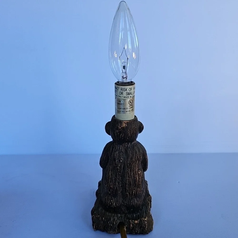 Vtg Art Deco Seated Sitting Monkey Table Lamp Nightlight with Lampshade 1963